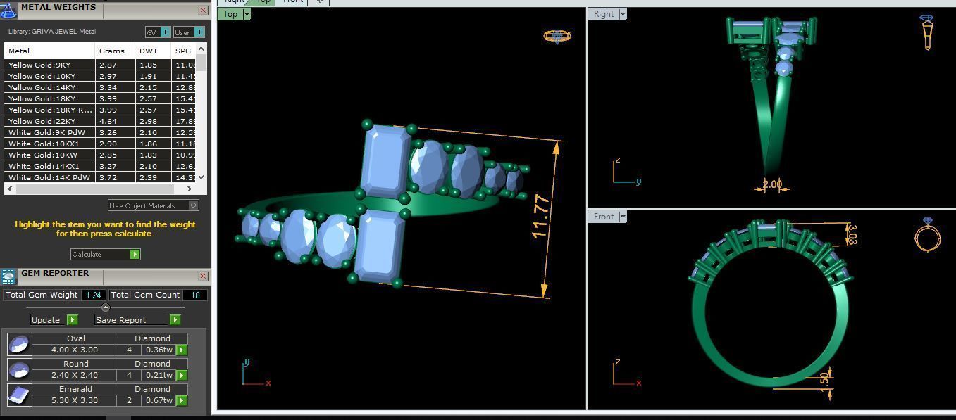 Emerald Graduation Diamond Ring 3d Model and Render 3D print model_12