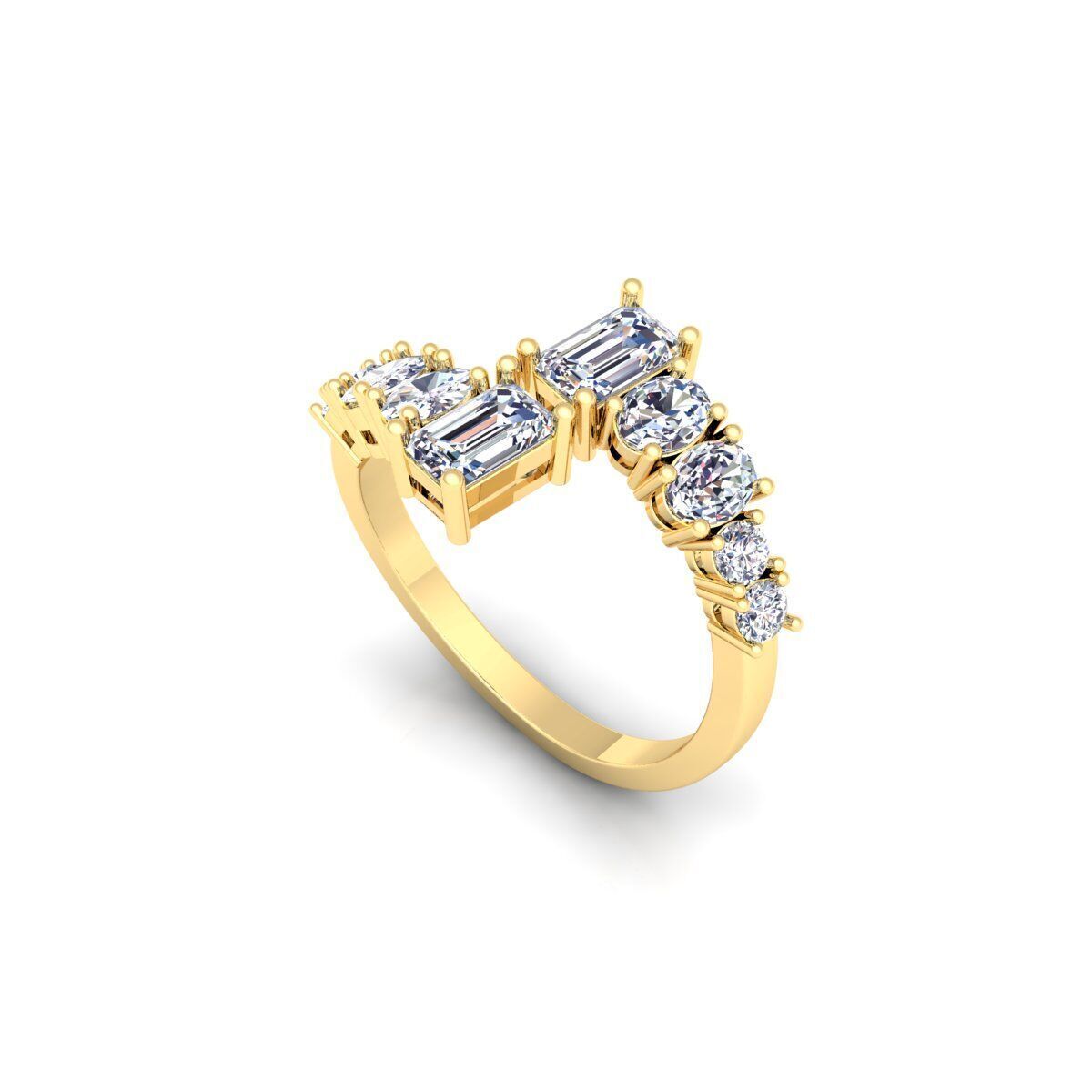 Emerald Graduation Diamond Ring 3d Model and Render 3D print model_9