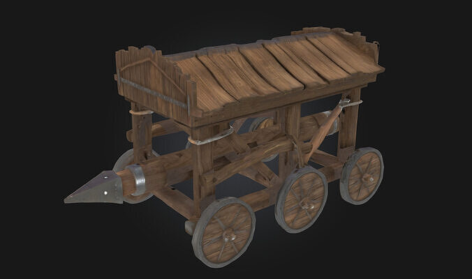Battering Ram Cart  Siege Engine of Medieval Might 3D model
