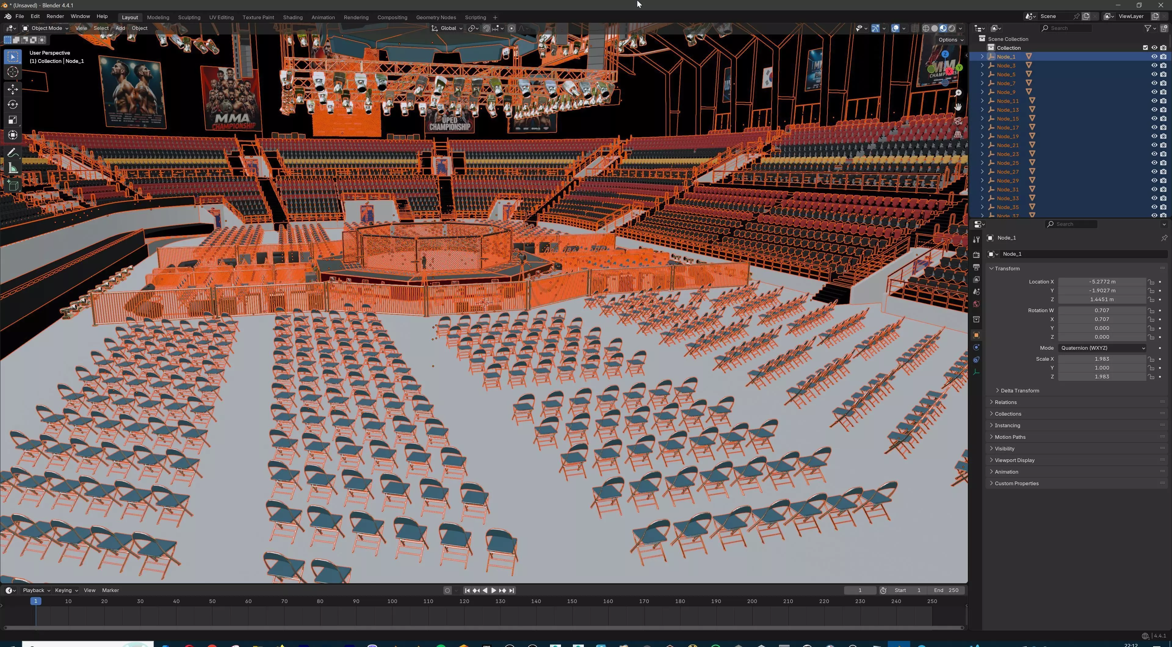 MMA Fight Arena Stadium Interior 3D model_62