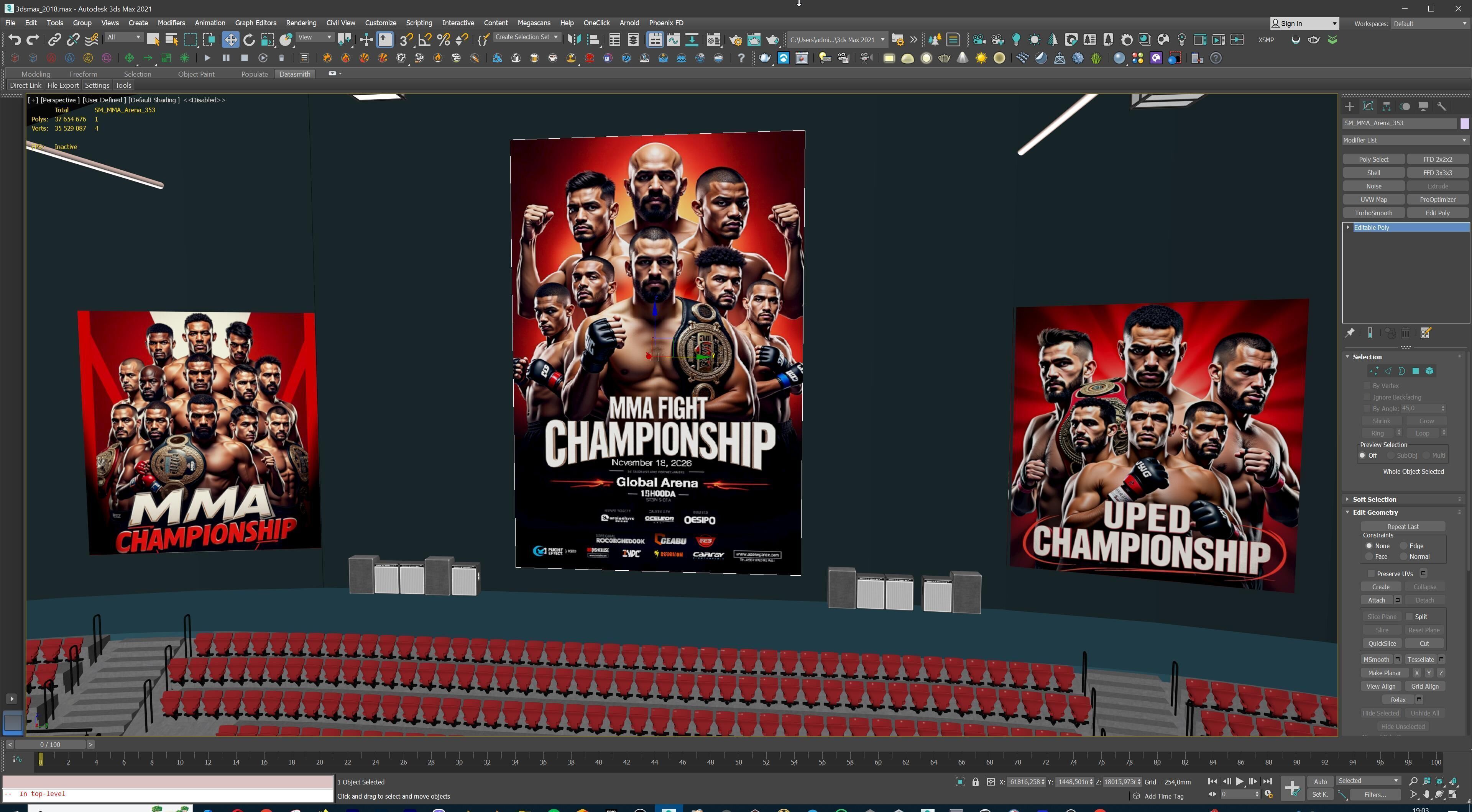 MMA Fight Arena Stadium Interior 3D model_31