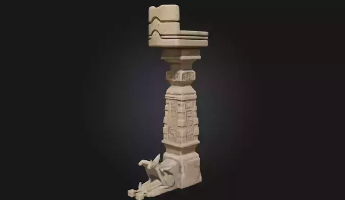 Ancient Pillar with Mythical Creature  Enigmatic Relic 