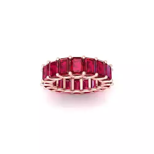Emerald U shape Ruby Stone Diamond Ring 3d Model and Render  