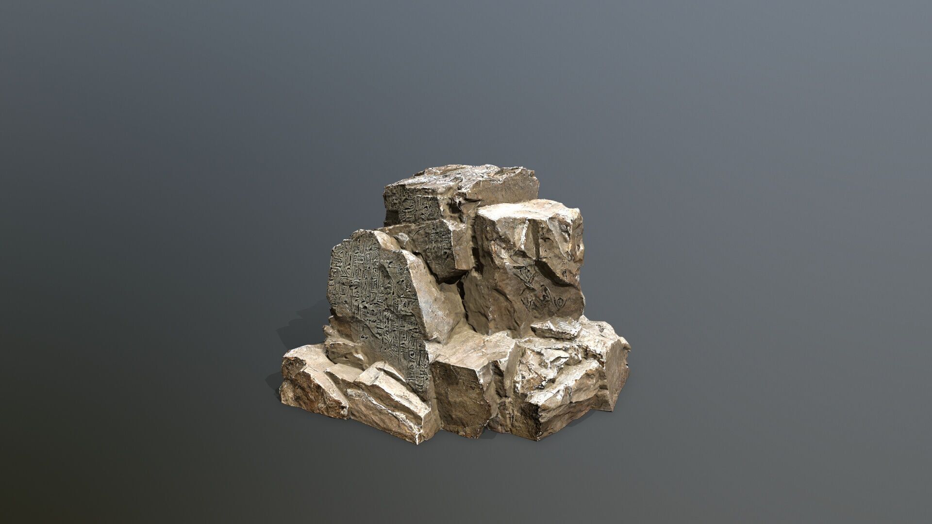 ancient Egyptian rocks with hieroglyphic Low-poly 3D model_3