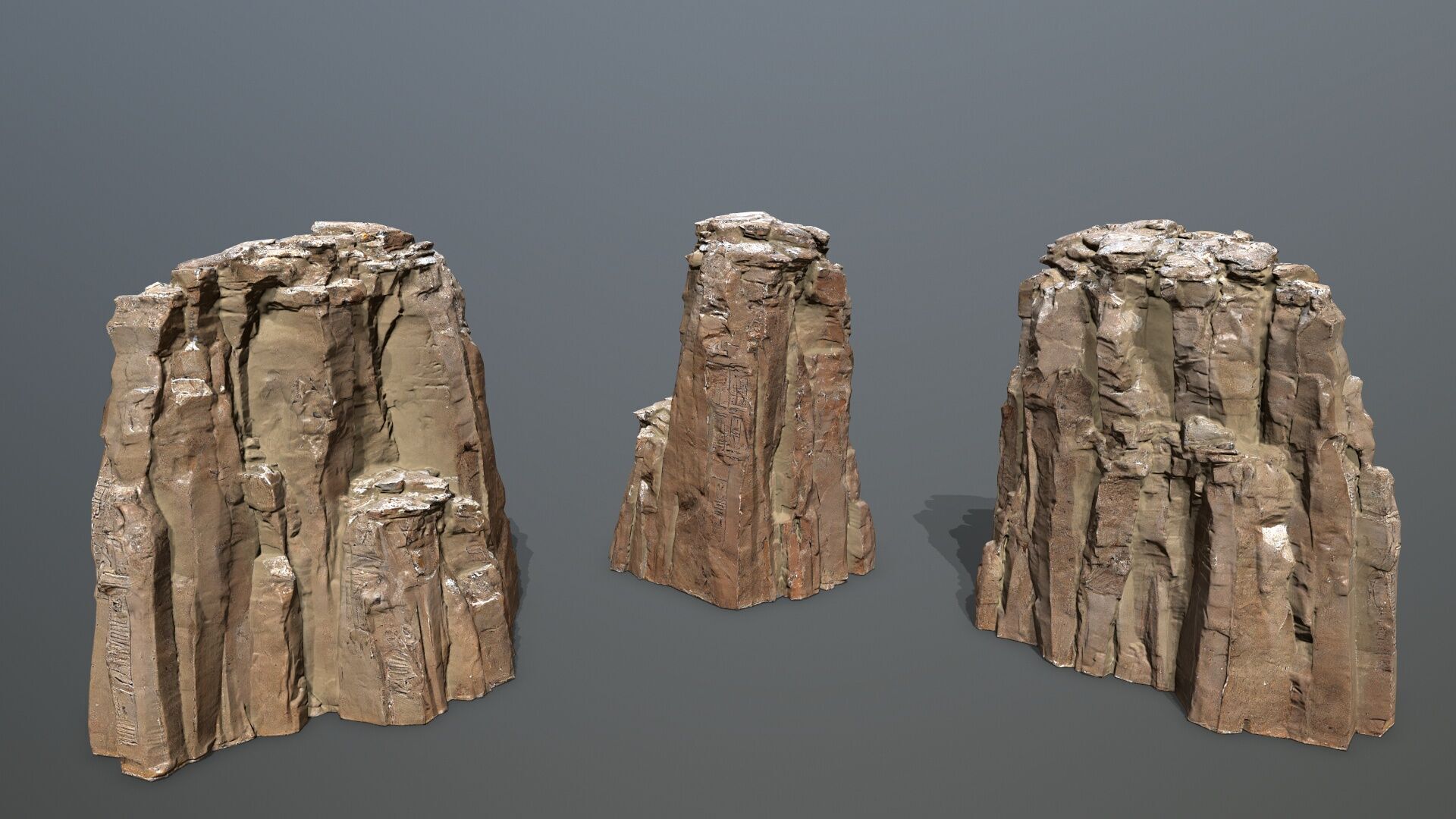 ancient Egyptian rocks with hieroglyphic Low-poly 3D model_10