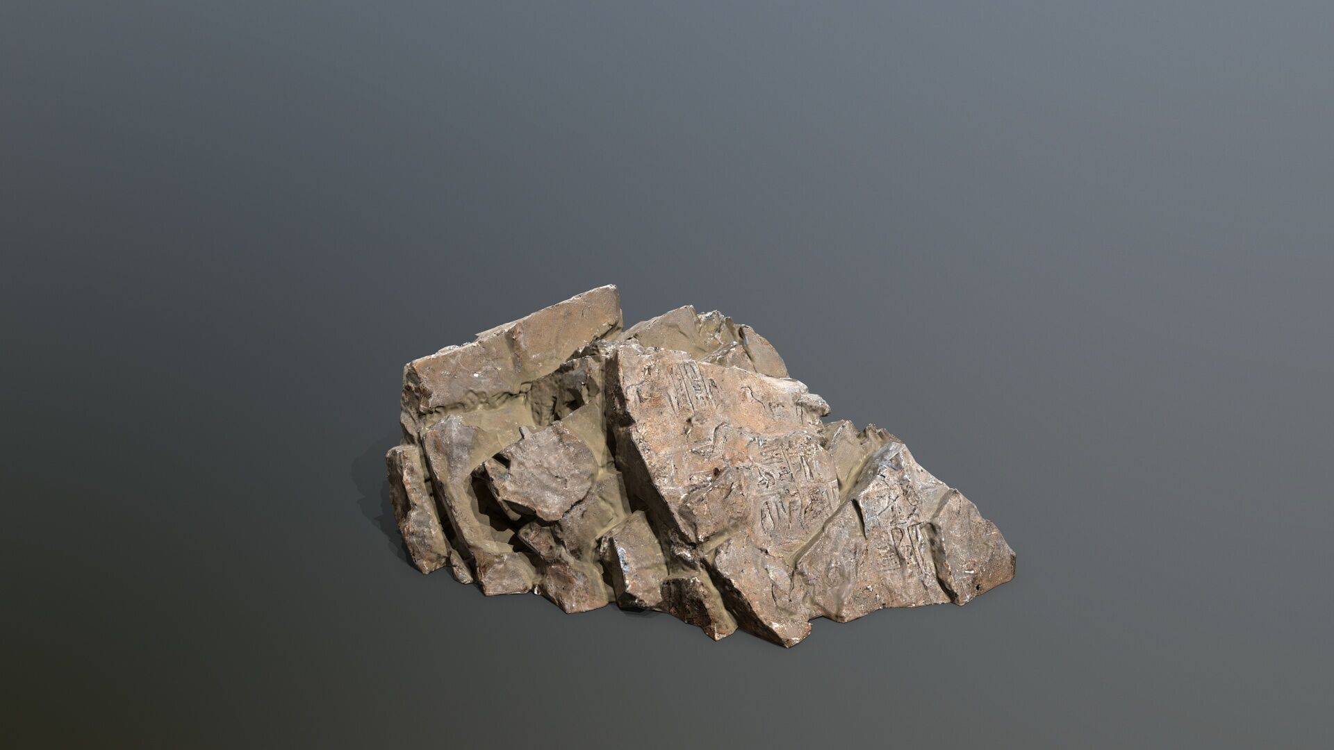 ancient Egyptian rocks with hieroglyphic Low-poly 3D model_8