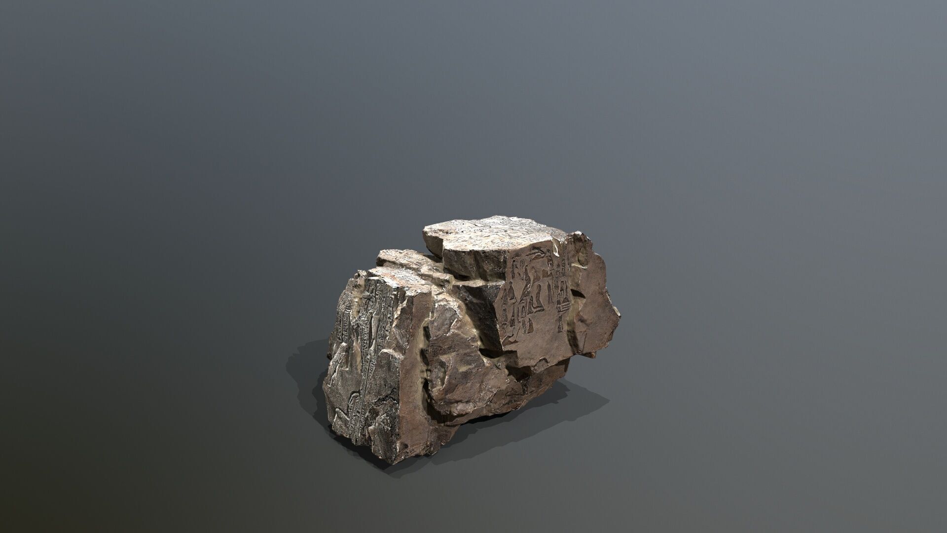 ancient Egyptian rocks with hieroglyphic Low-poly 3D model_7
