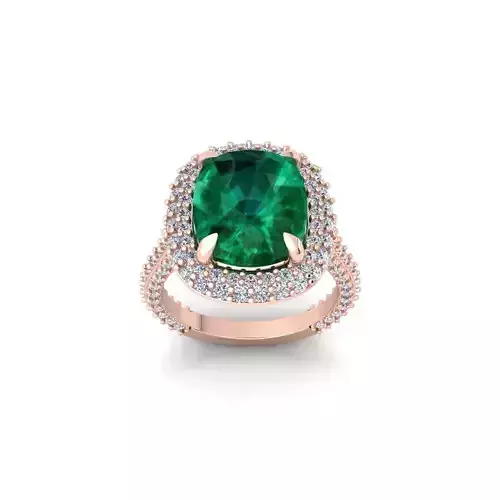 Vintage Double Halo Engagement Ring 3d Model and Render 3D print model