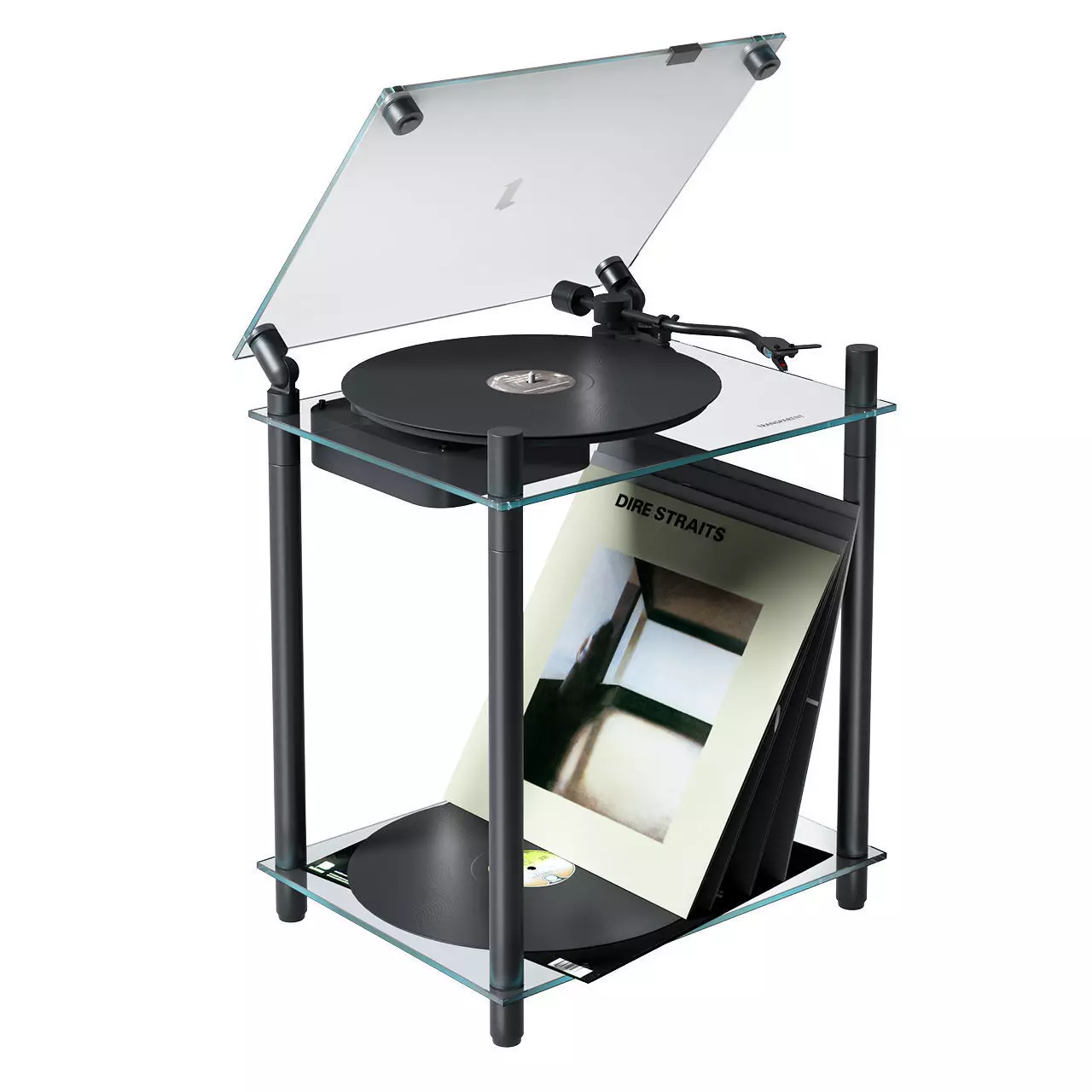 Transparent Turntable Player with Stand by Transparent 3D model_0