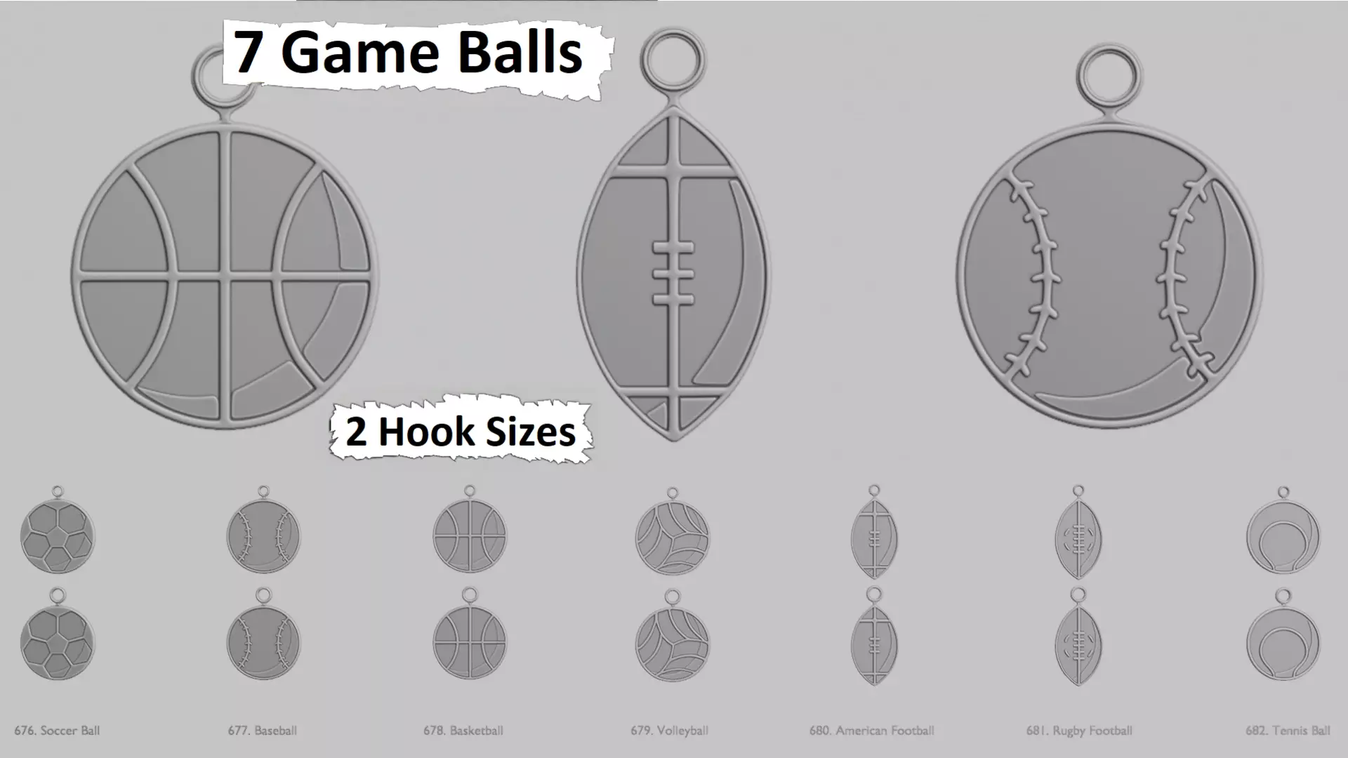 Game Balls Pendants Pack 3D Printable Sports Charm Set 3D print model