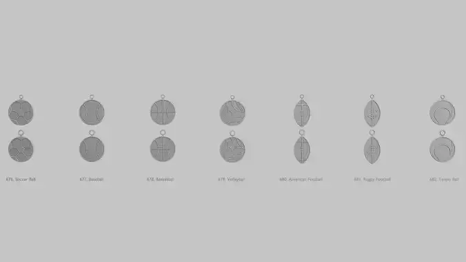 Game Balls Pendants Pack 3D Printable Sports Charm Set 3D print model