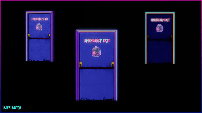 Neon Emergency Exit Low-poly 3D model