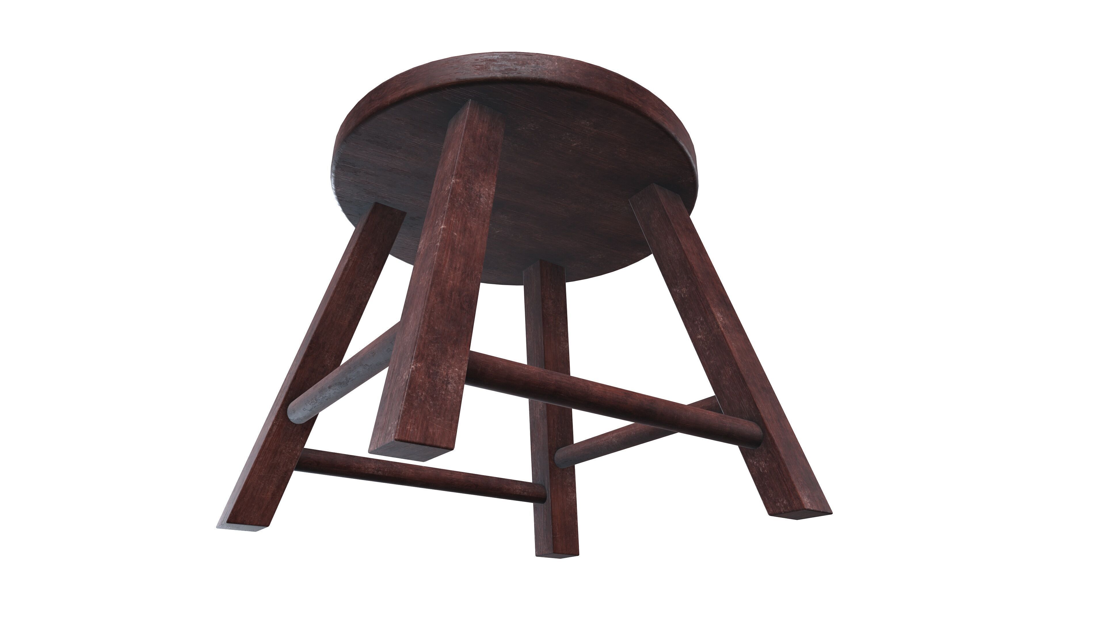 Wooden stool 3D model_5