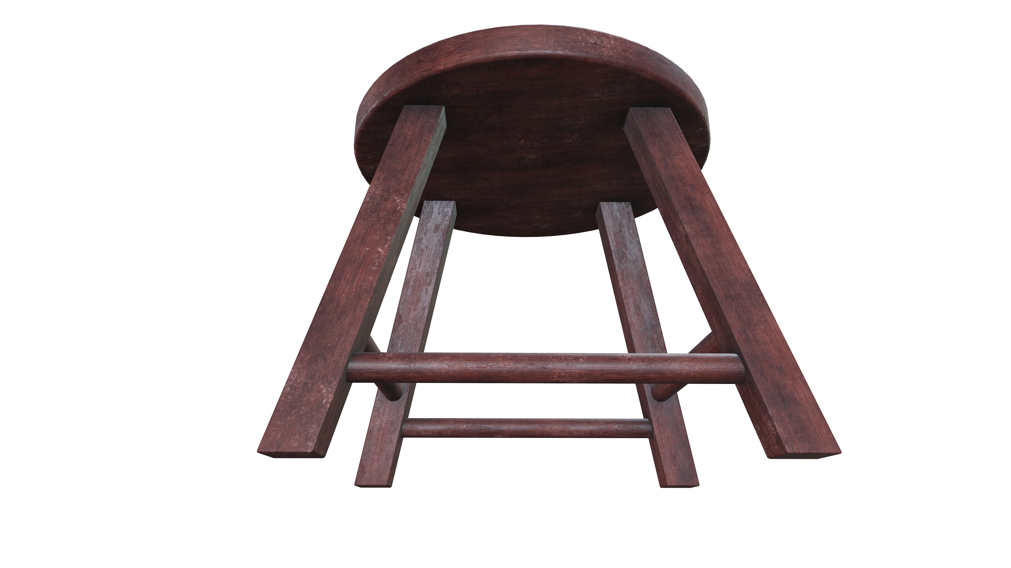 Wooden stool 3D model_4
