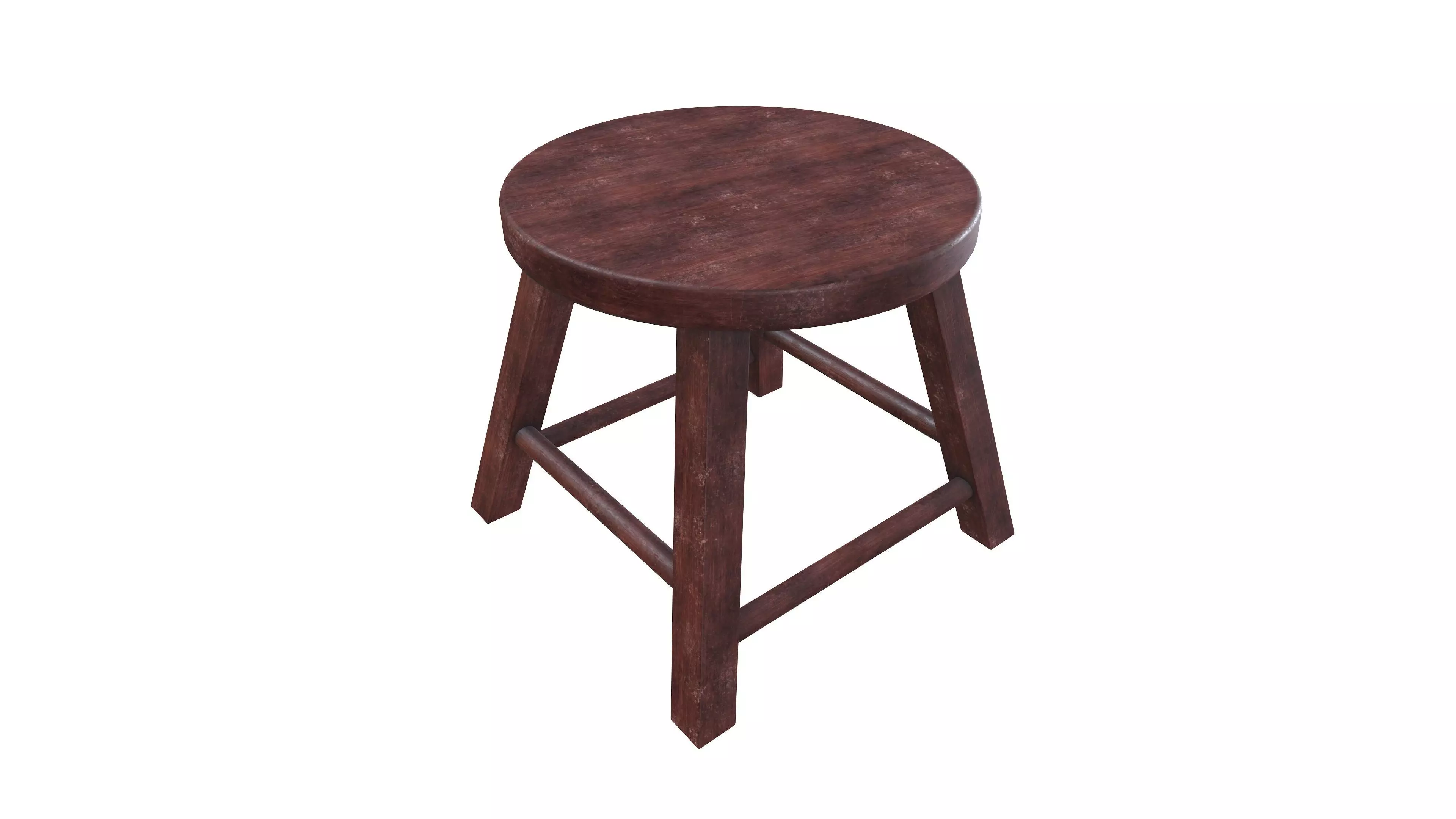 Wooden stool 3D model_0