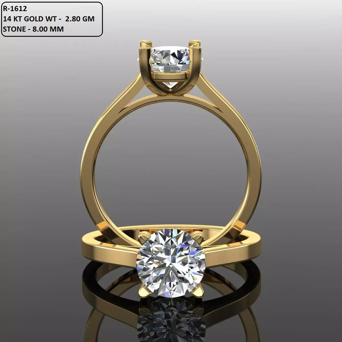 Solitaire Ring 3D print model_0