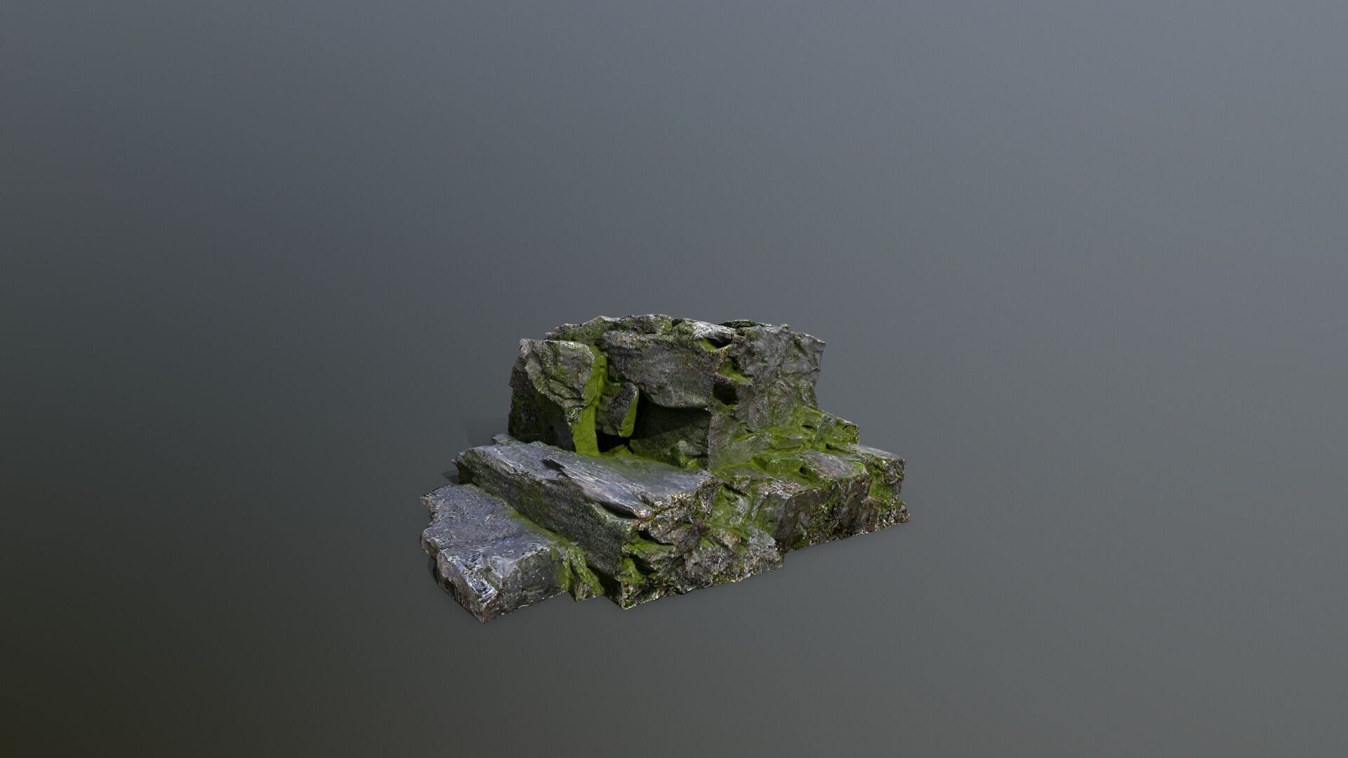 Mossy Rock Set Low-poly 3D model_7
