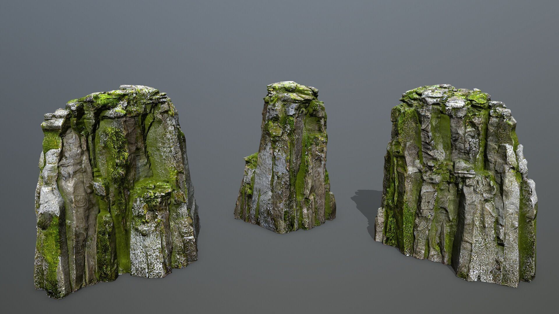 Mossy Rock Set Low-poly 3D model_10