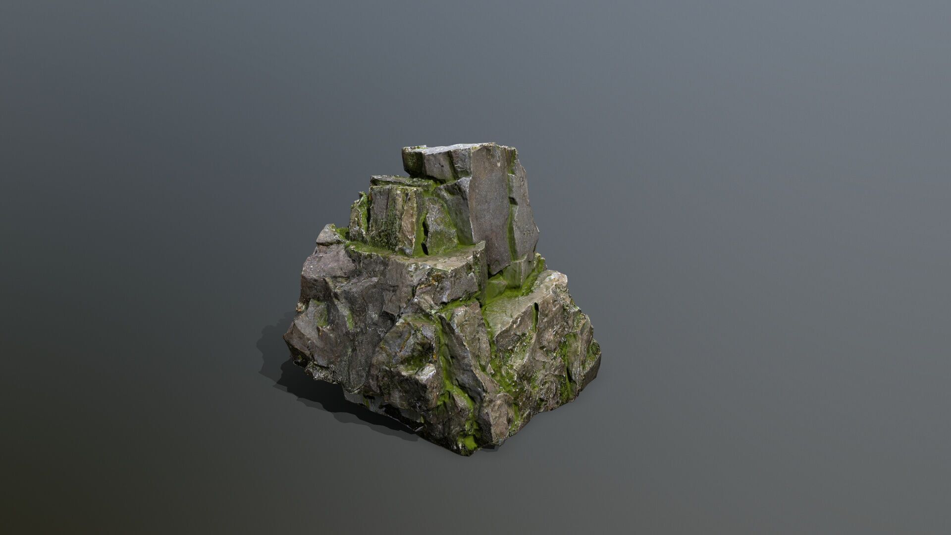 Mossy Rock Set Low-poly 3D model_6