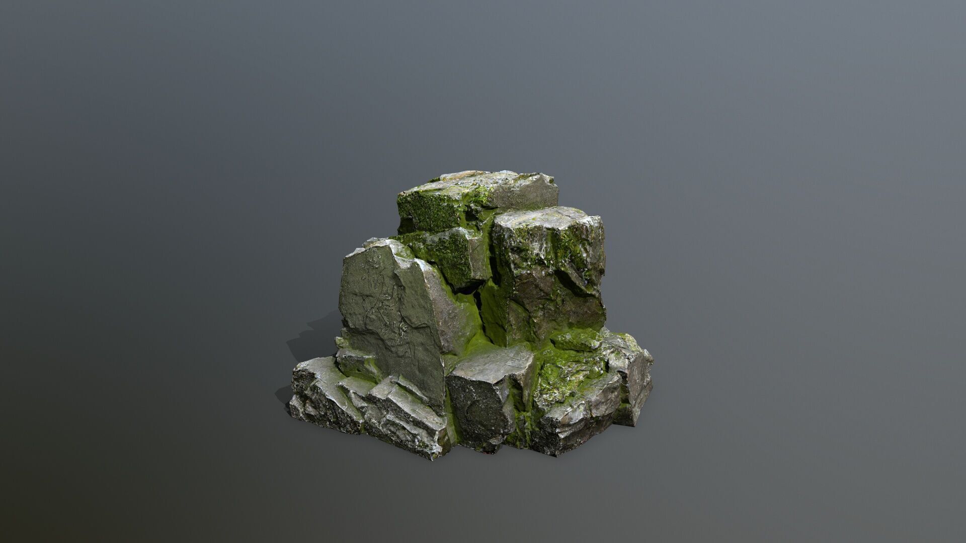 Mossy Rock Set Low-poly 3D model_3