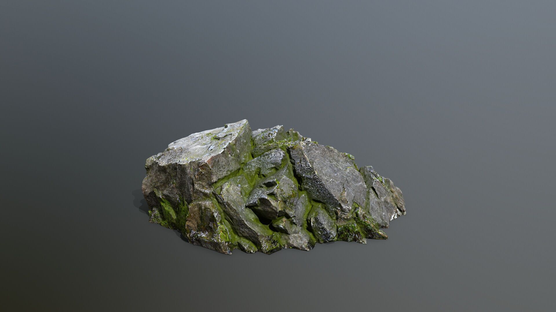 Mossy Rock Set Low-poly 3D model_4