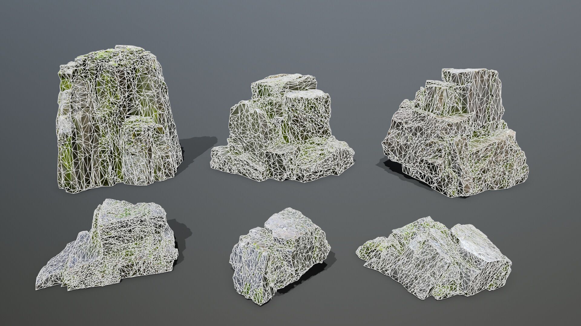 Mossy Rock Set Low-poly 3D model_15