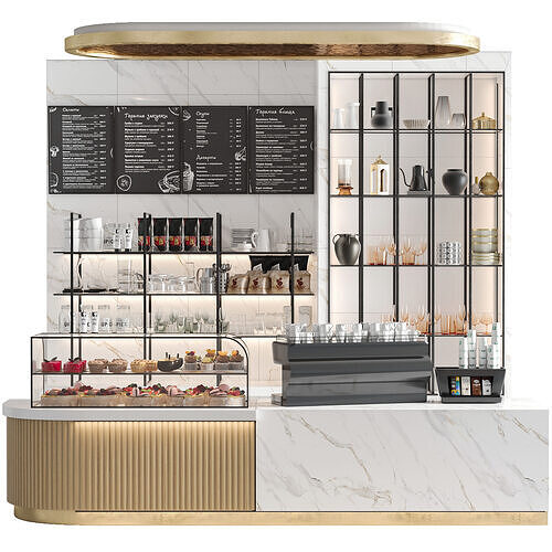 Coffee point with coffee machine and desserts in TRC 888 3D model