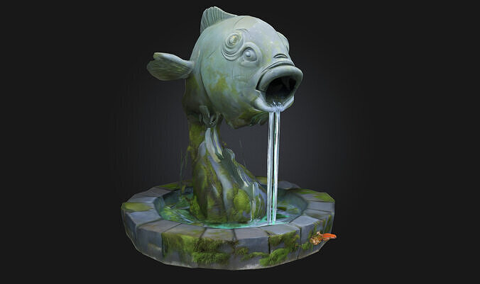 Fish Fountain  Serene Elegance of Aquatic Artistry 3D model