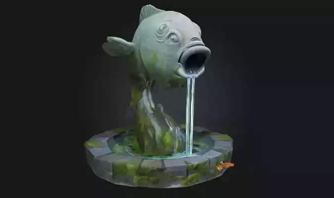 Fish Fountain  Serene Elegance of Aquatic Artistry 3D model