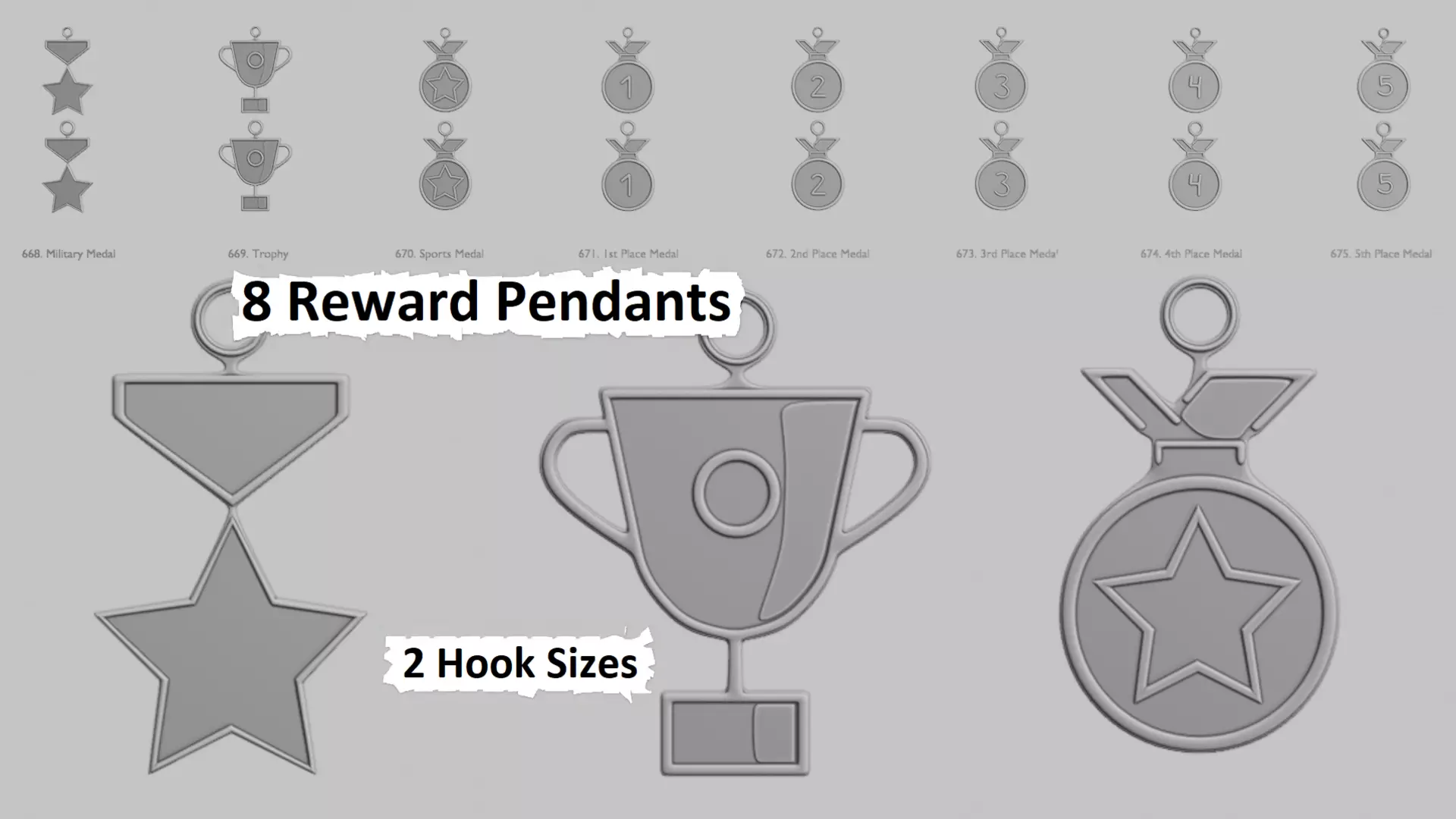 Medals Pendants Pack Rewards for Every Champion 3D print model