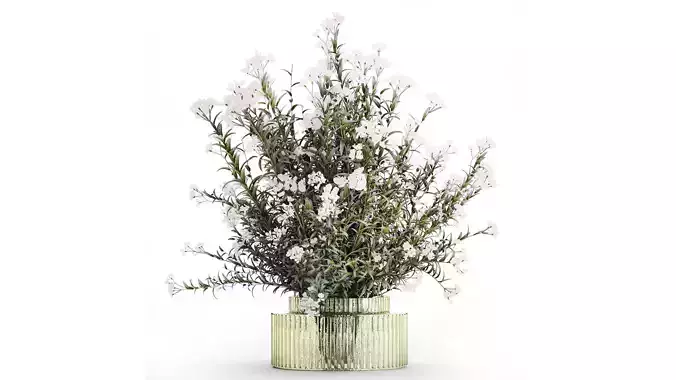 Festive Bouquet Glass Vase White Oleander Nerium 587