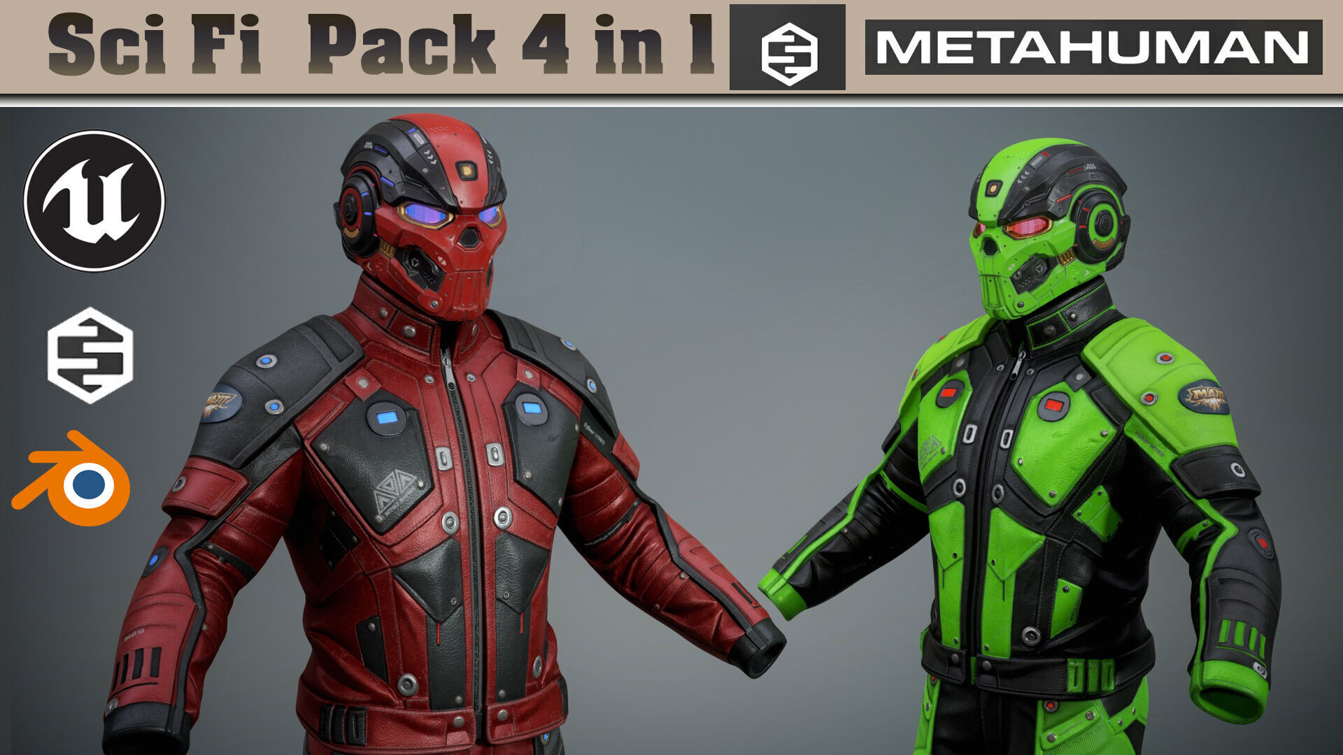 Sci Fi Cyberpunk Pack 01 Low-poly 3D model_4