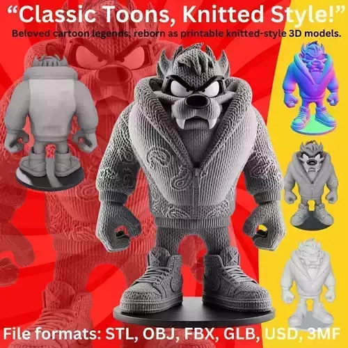 Tasmanian Devil Figure with Modern Streetwear Style 3D print model