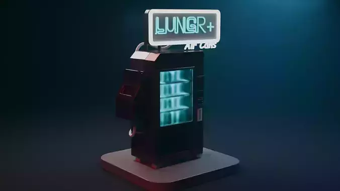 sci-fi vending machine low poly art