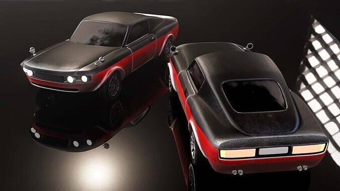 Modern American Muscle Car Fastback Low-poly 3D model