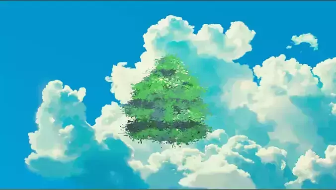 Stylized Anime Tree Ghibli  Makoto Shinkai Inspired Foliage