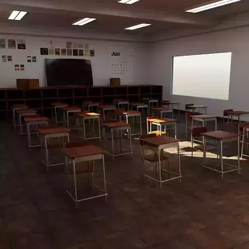 Realistic Classroom Model Game Ready  Archviz PBR Low-poly 3D model