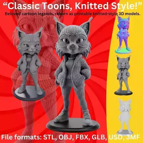 Stylized Lynx  Bobcat Figure with Modern Streetwear