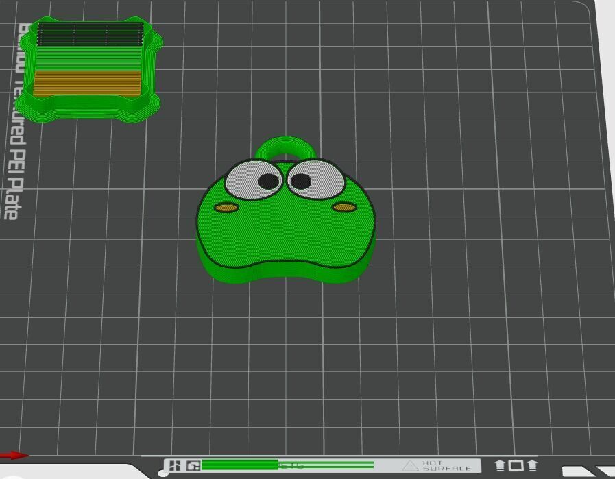 Flat Frog Multicolor Keychain 3D print model_1