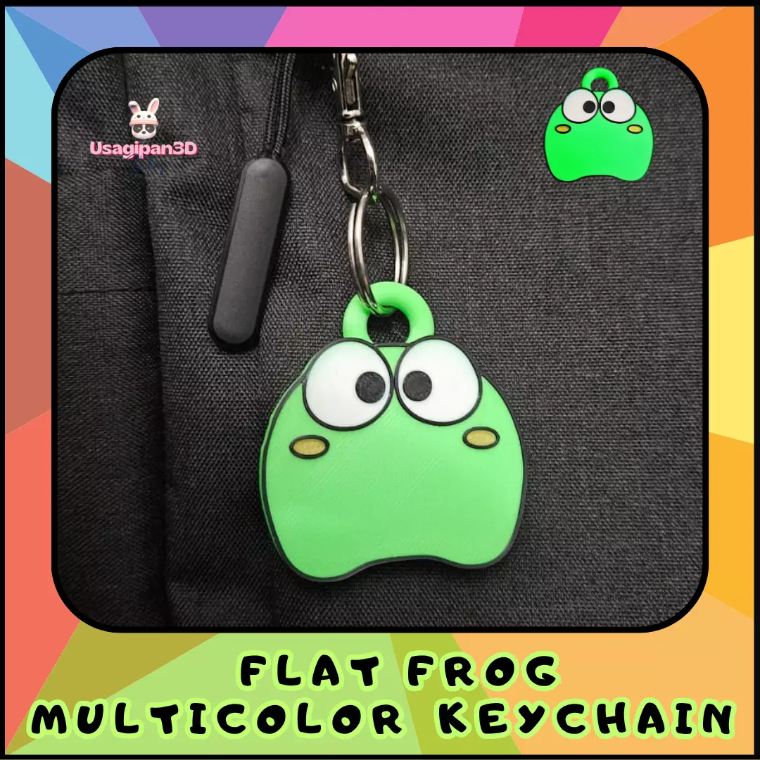 Flat Frog Multicolor Keychain 3D print model_0