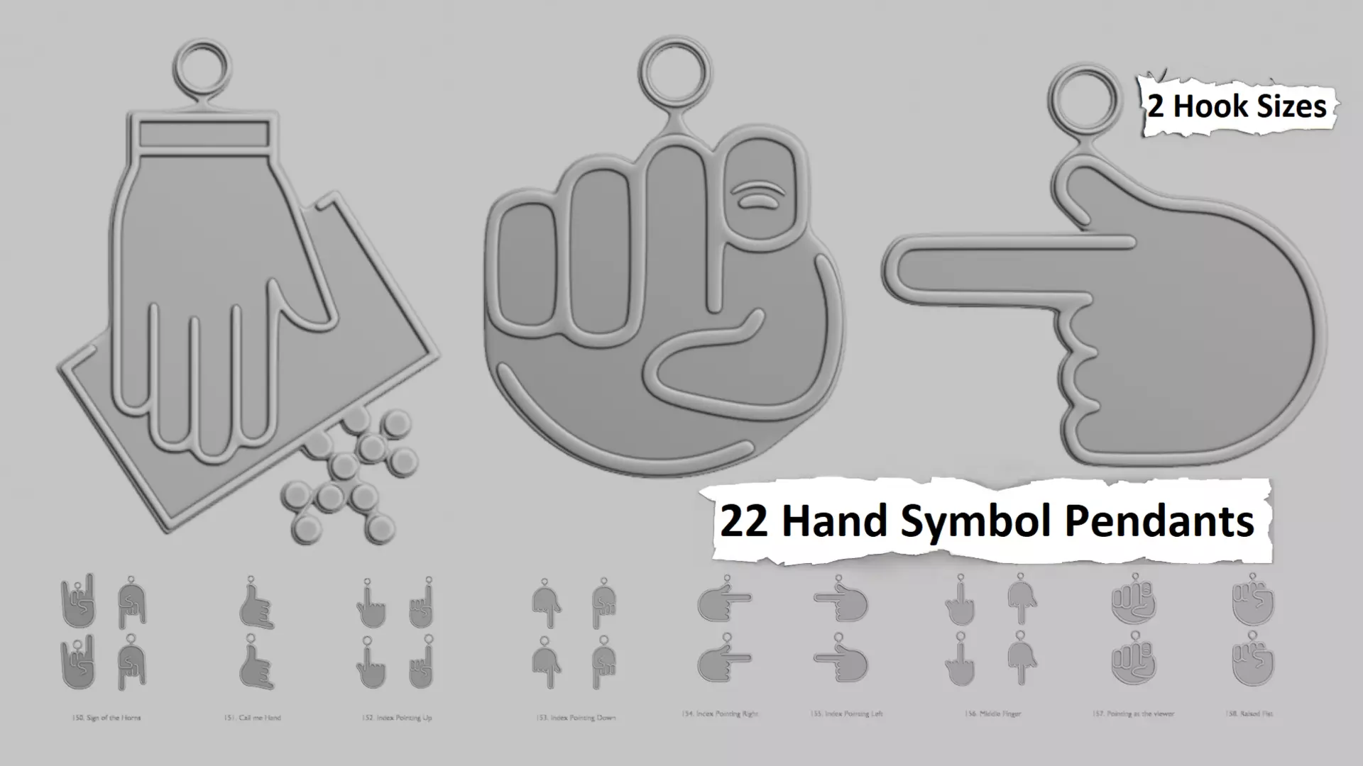 Hand Symbol Pendants Pack 3D print model