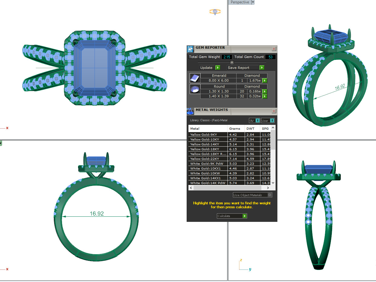 ASSCHER  DIAMOND RING -CAD-096  3D model_12