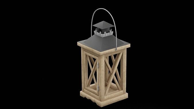 Wooden Light Holder Low-poly 3D model