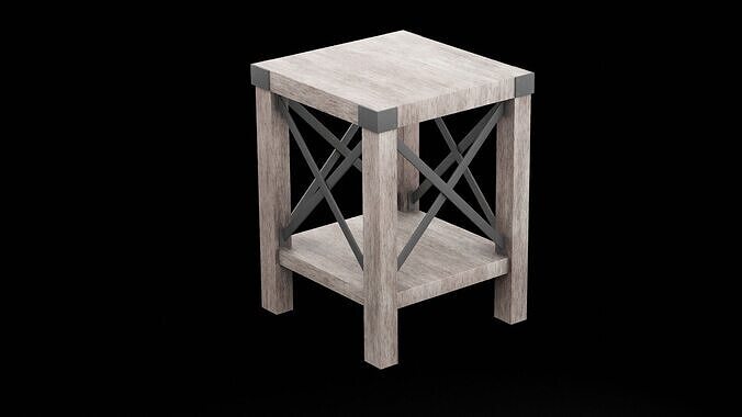Wooden Square Table Low-poly 3D model
