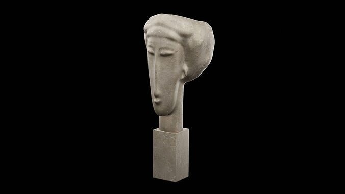 Modigliani Head Statue Low-poly 3D model