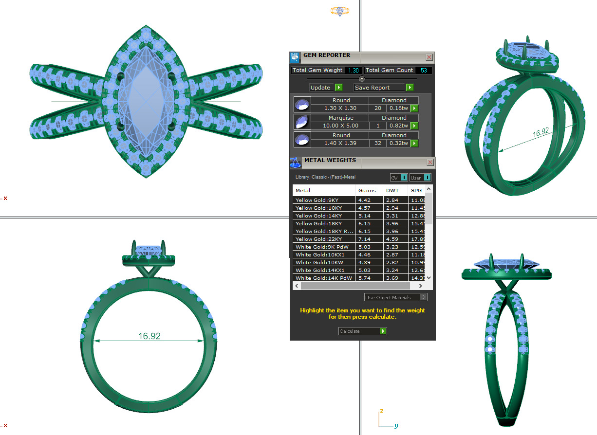 MARQUISE DIAMOND RING -CAD-099 3D model_12