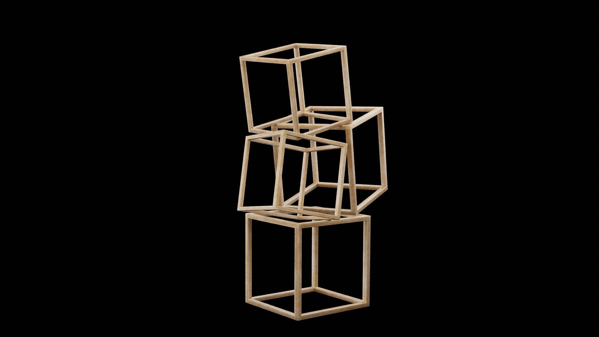 Cubes Figurine Low-poly 3D model_5