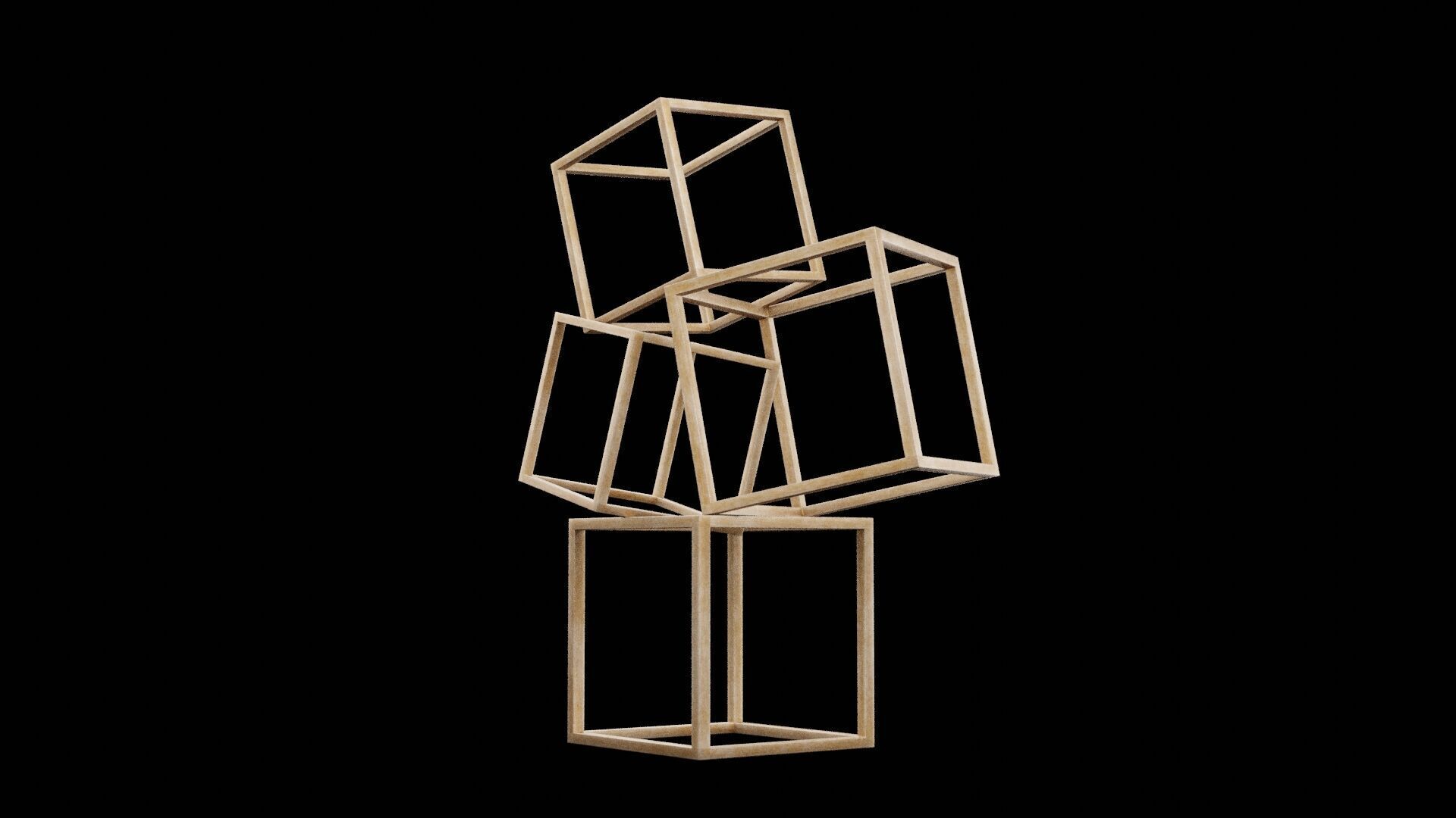 Cubes Figurine Low-poly 3D model_7