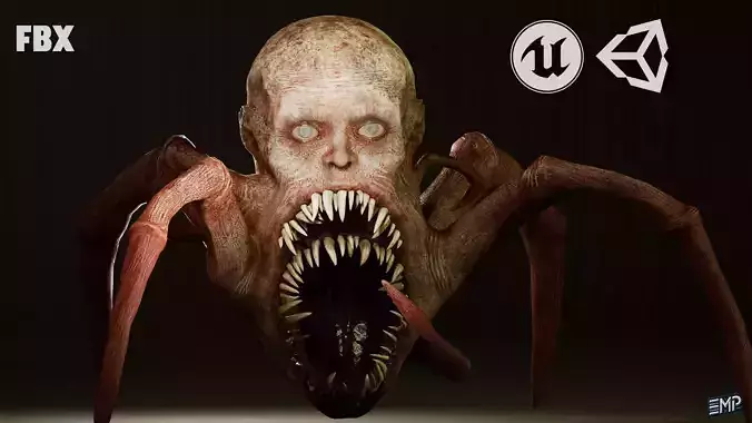 The Monster spider game character for Horror games Low-poly 3D model