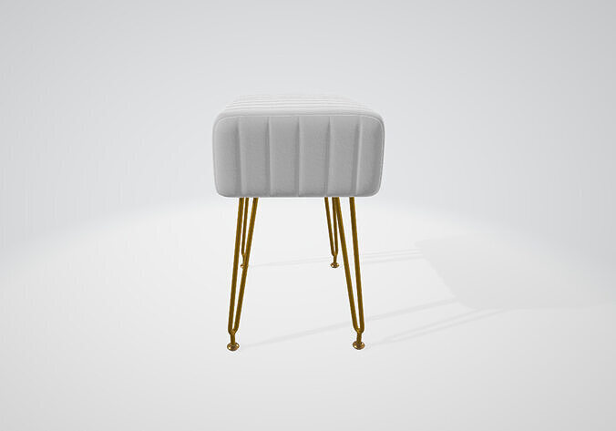 Velvet Rectangular Footrest Stool Ottoman 3D model